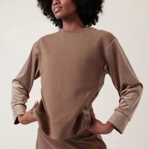 Athleta retro‎ plush velvet crewneck brown women’s size xs